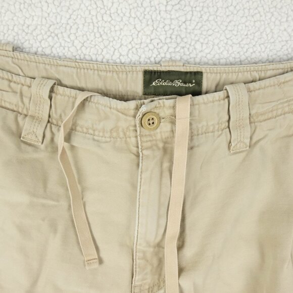 Eddie Bauer Shorts Mens 33 Beige Brown Heavyweight Outdoor Draw String Retro - Picture 2 of 9